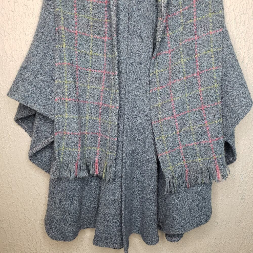 Blarney Woollen Mills Womens Weavers Wool Blend Knit Poncho Cardigan Scarf Combo - Picture 7 of 15